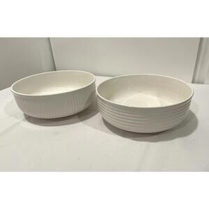 Trudeau White Porcelain Fluted Serving Bowls - Set of 2